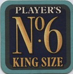 Player's No 6 King Size beer mat, 1970s